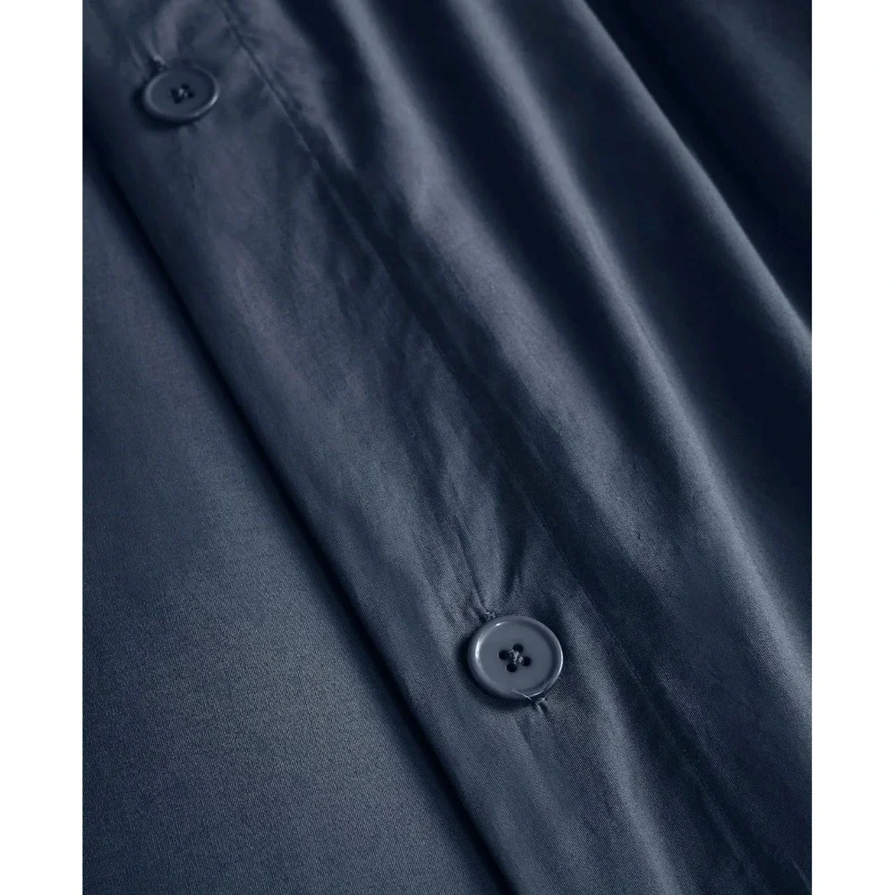 Quince Organic Cotton Percale Duvet Cover Set Full/Queen Navy